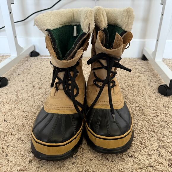 Sorel Mens Caribou Buff Waterproof Winter Boots Size 7 Tan Black Outdoor Winter - Picture 1 of 11